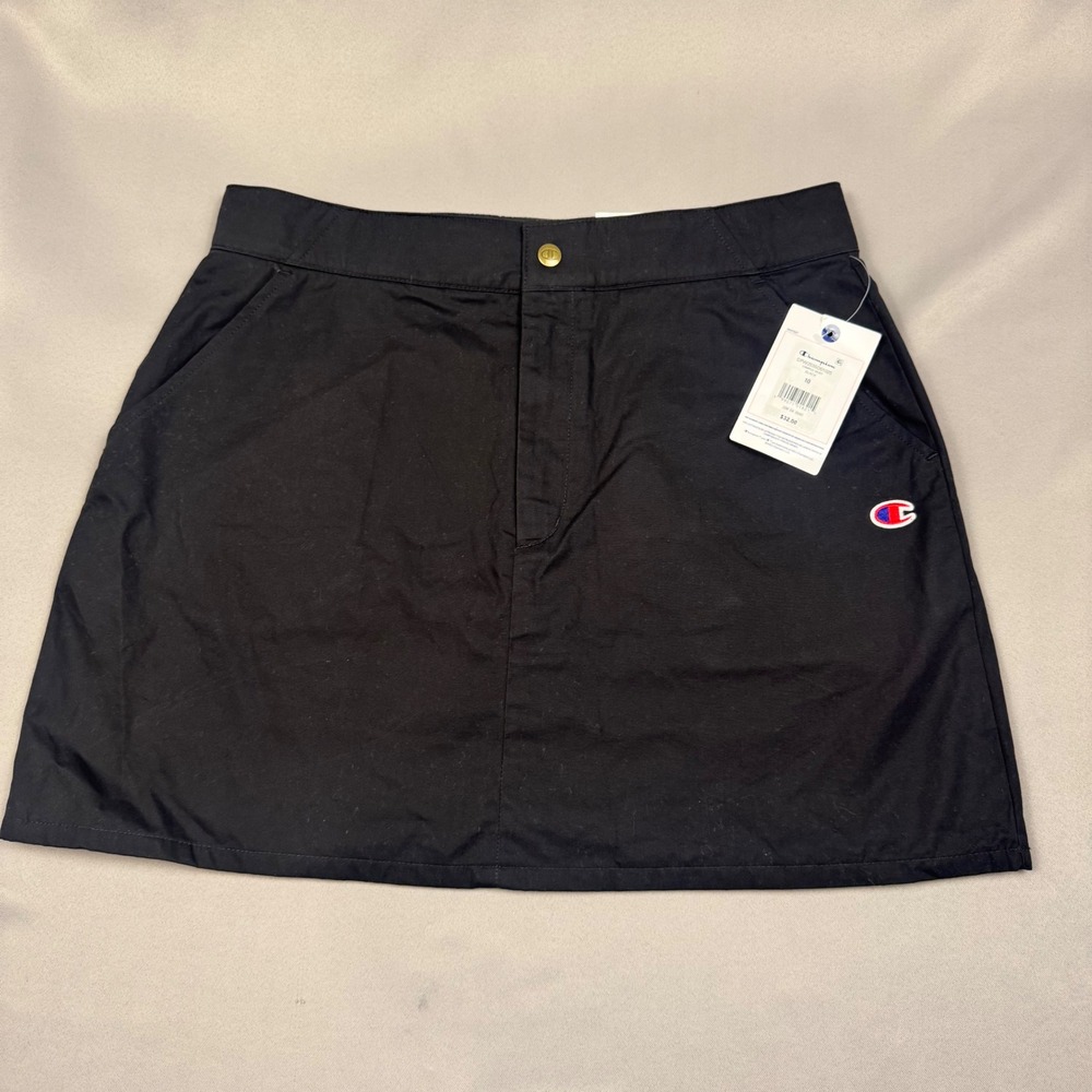 Champion Campus Skirt Womens 10 Black Mini Sporty Athletic CPW253SD01025 NWT